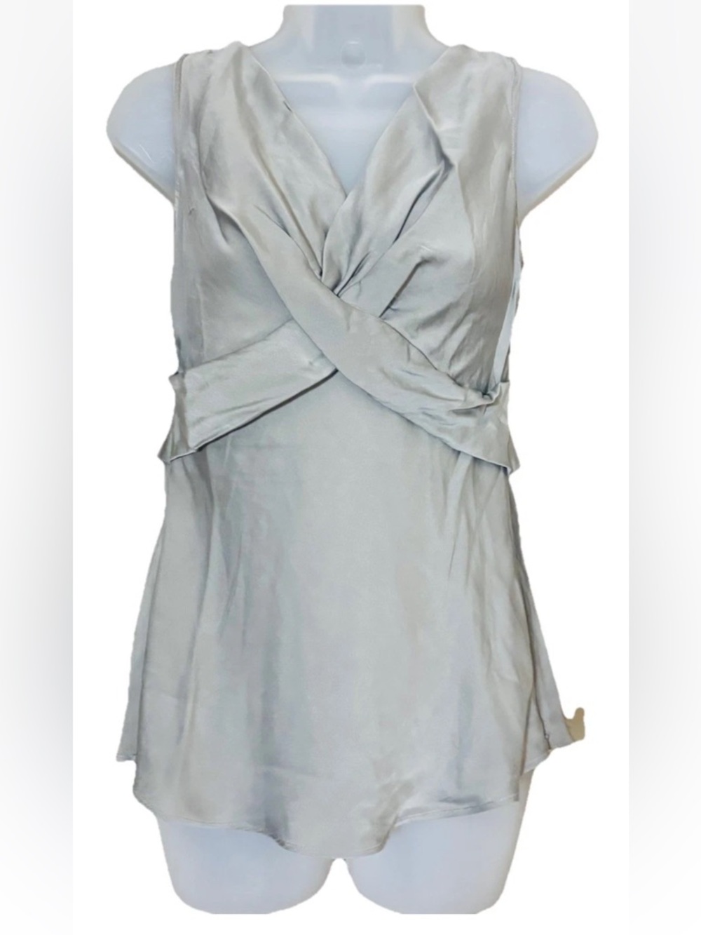 Ann Taylor Women's Silk Stretch Sleeveless Blouse Top Gray Size 6 Office Casual